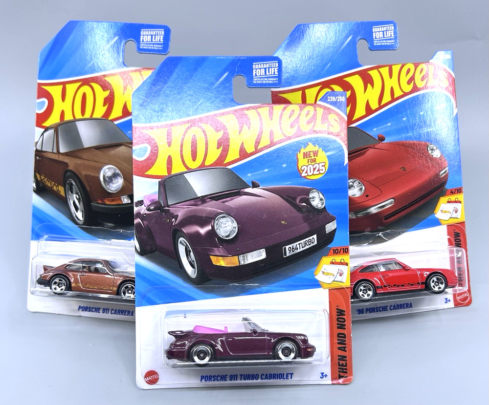 Hot Wheels PORSCHE Carrera 911 LOT Then and Now Red and Brown 1:64 Diecast NOC